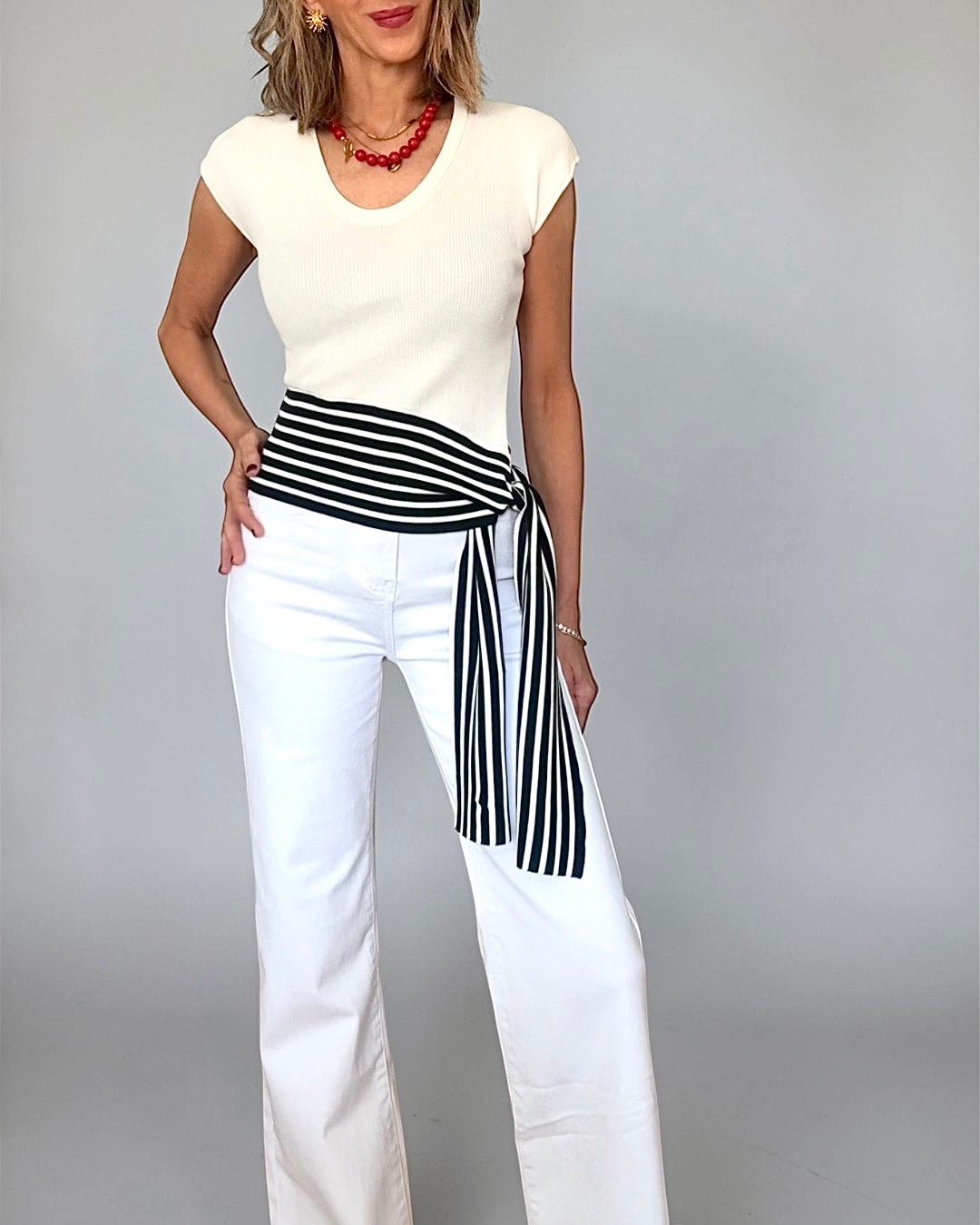 Top lazada rayas blanco& negro