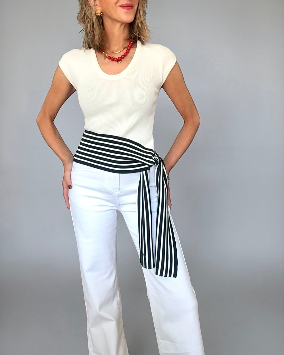 Top lazada rayas blanco& negro