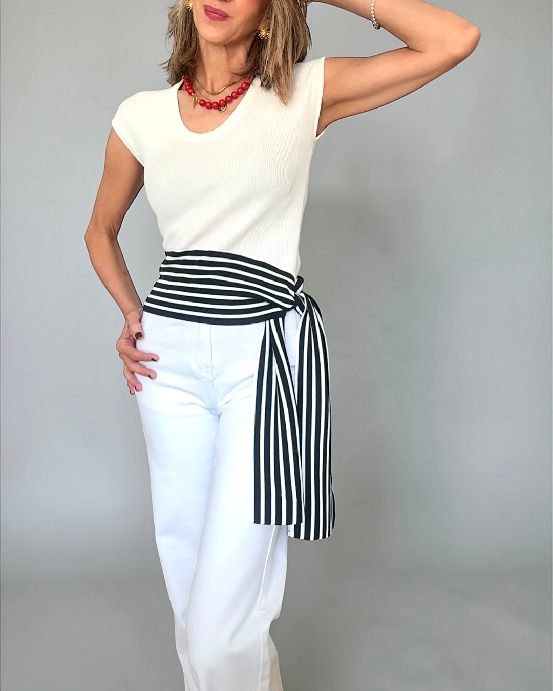 Top lazada rayas blanco& negro