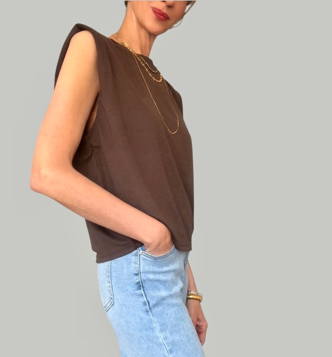 Camiseta hombreras marrón