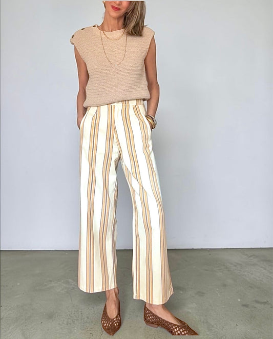 Pantalón crema rayas mostaza & marrón