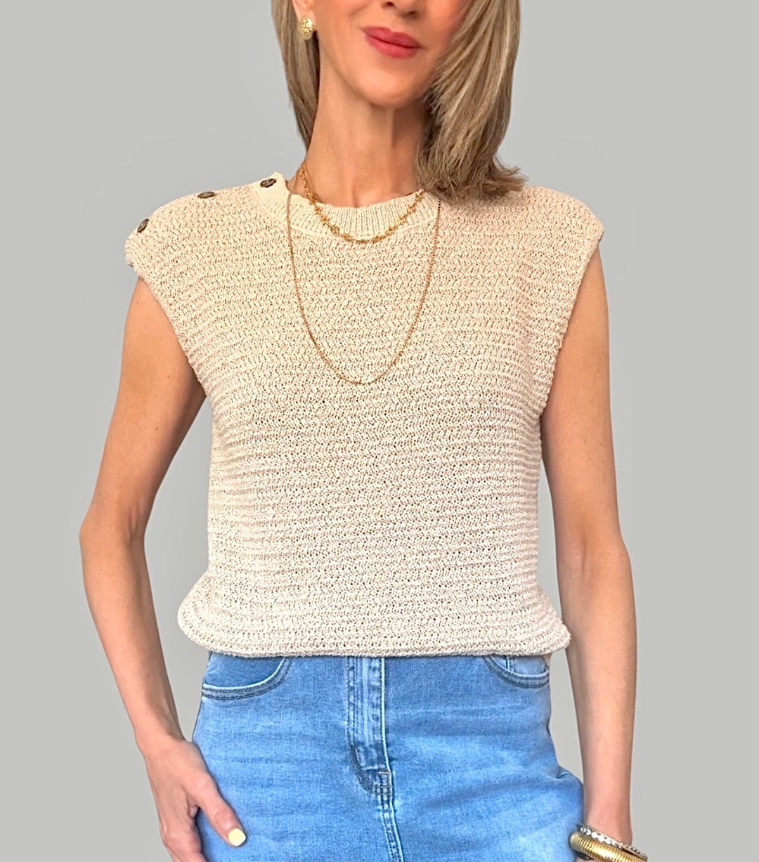 Top punto calado beige