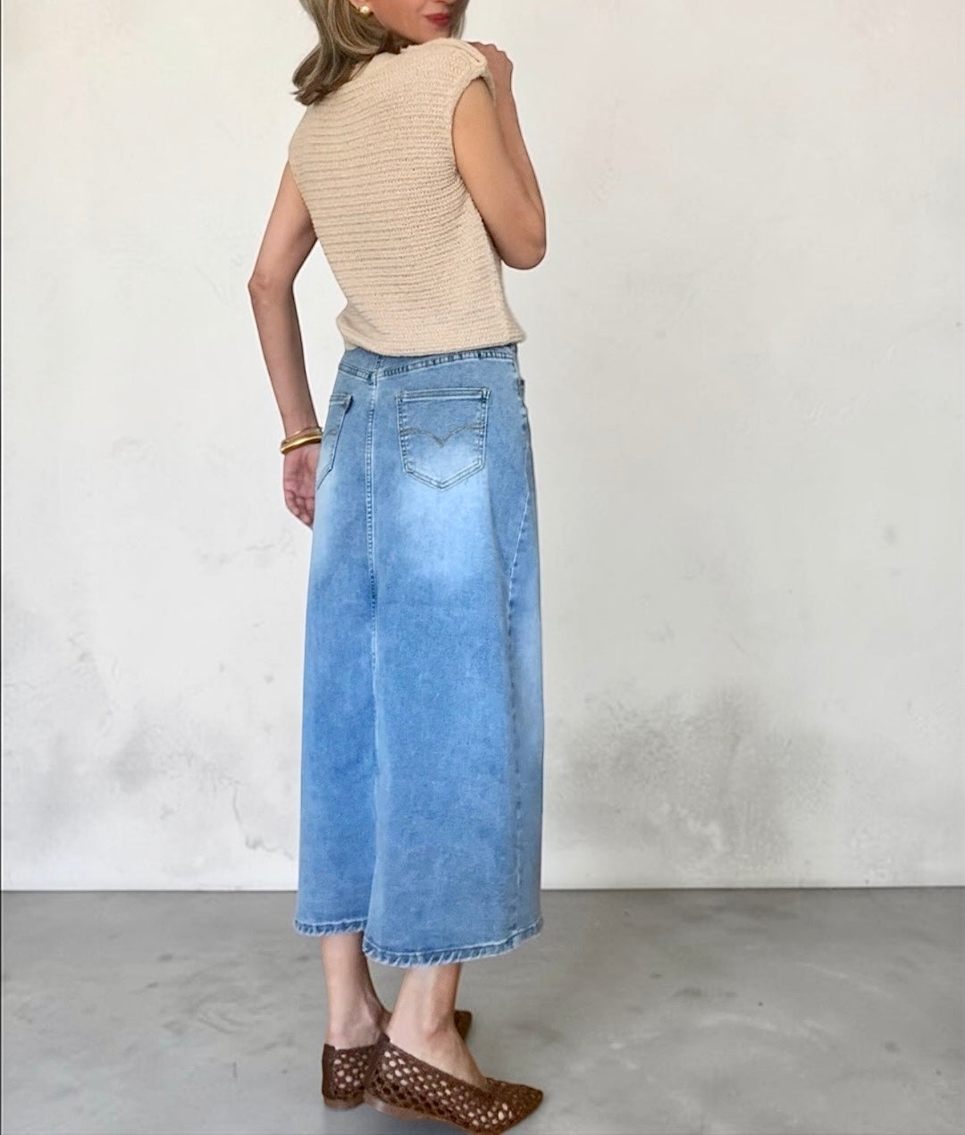 Falda denim azul desgastado