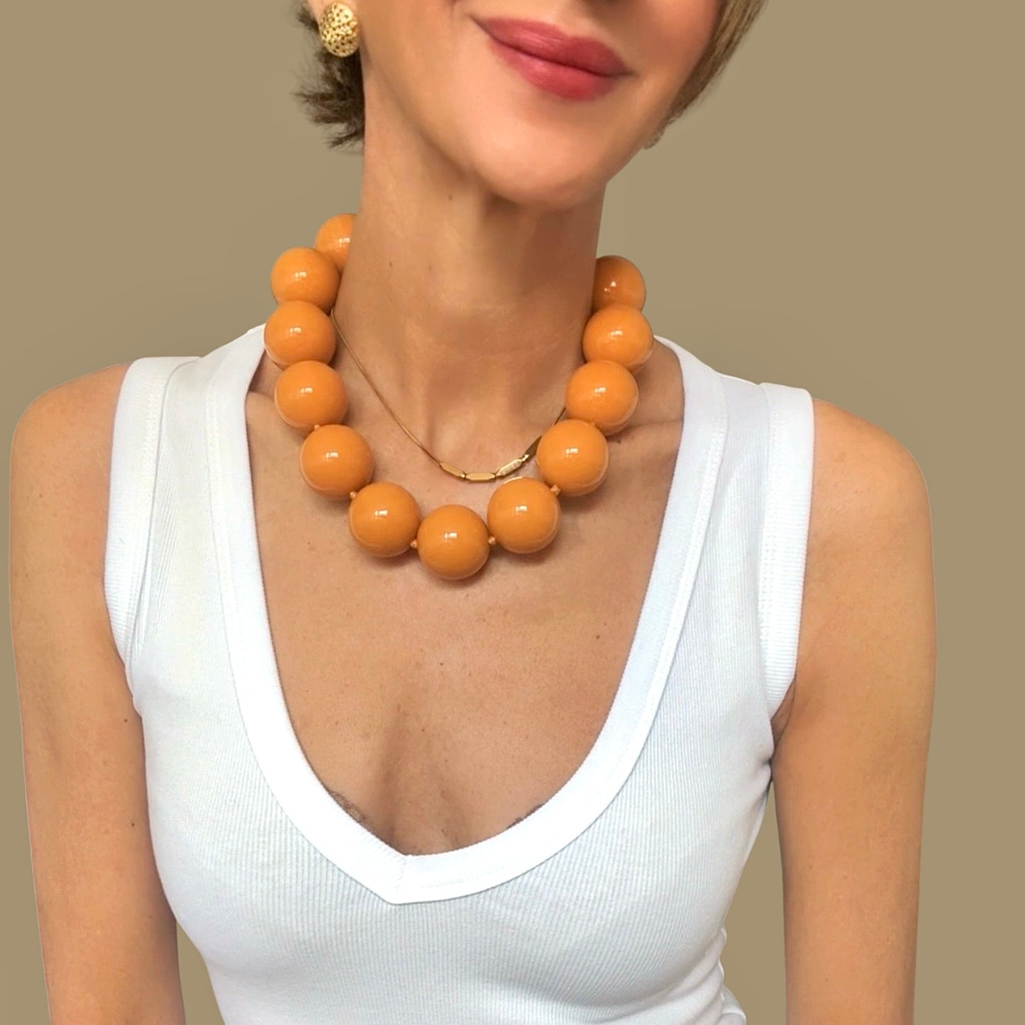 Collar bolas mostaza