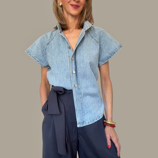 Camisa denim azul claro