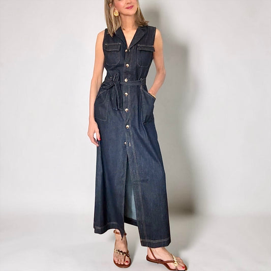 Vestido denim azul oscuro