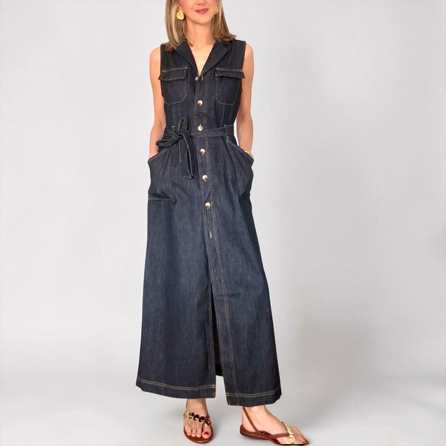 Vestido denim azul oscuro