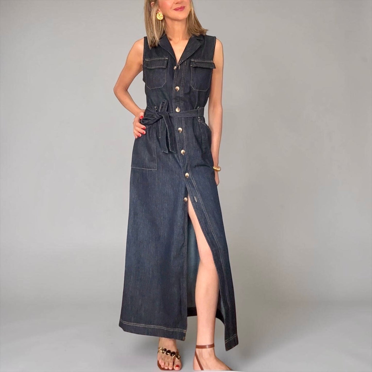 Vestido denim azul oscuro