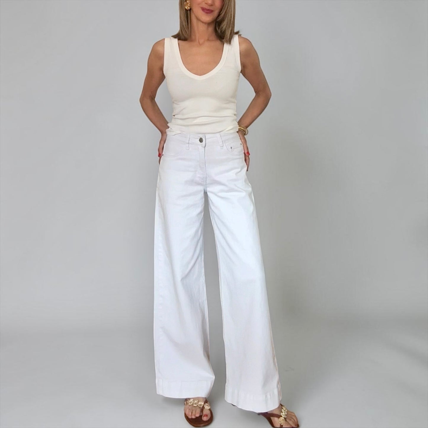 Denim blanco wide leg