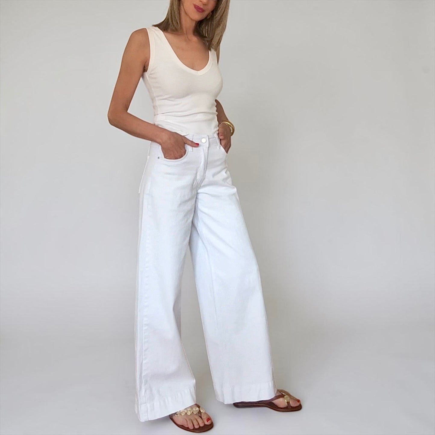 Denim blanco wide leg