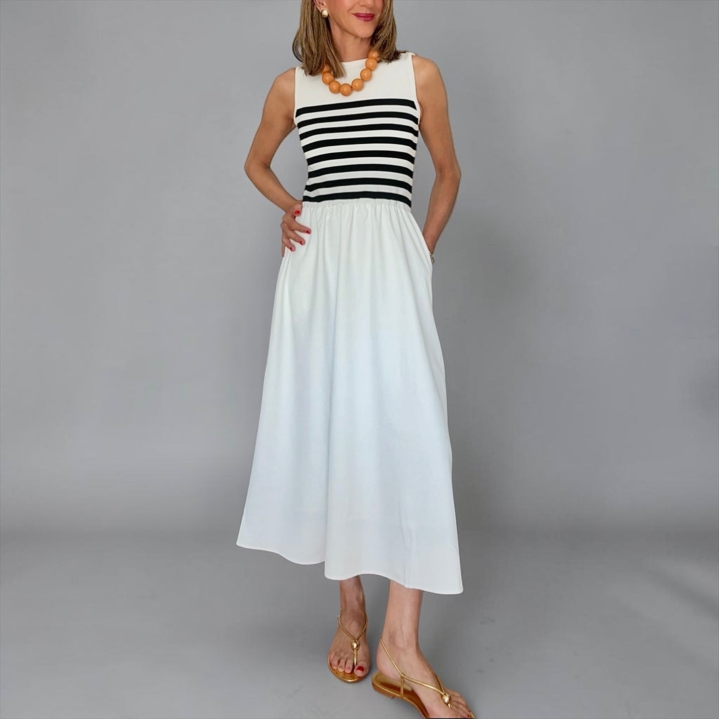 Vestido combi rayas & blanco