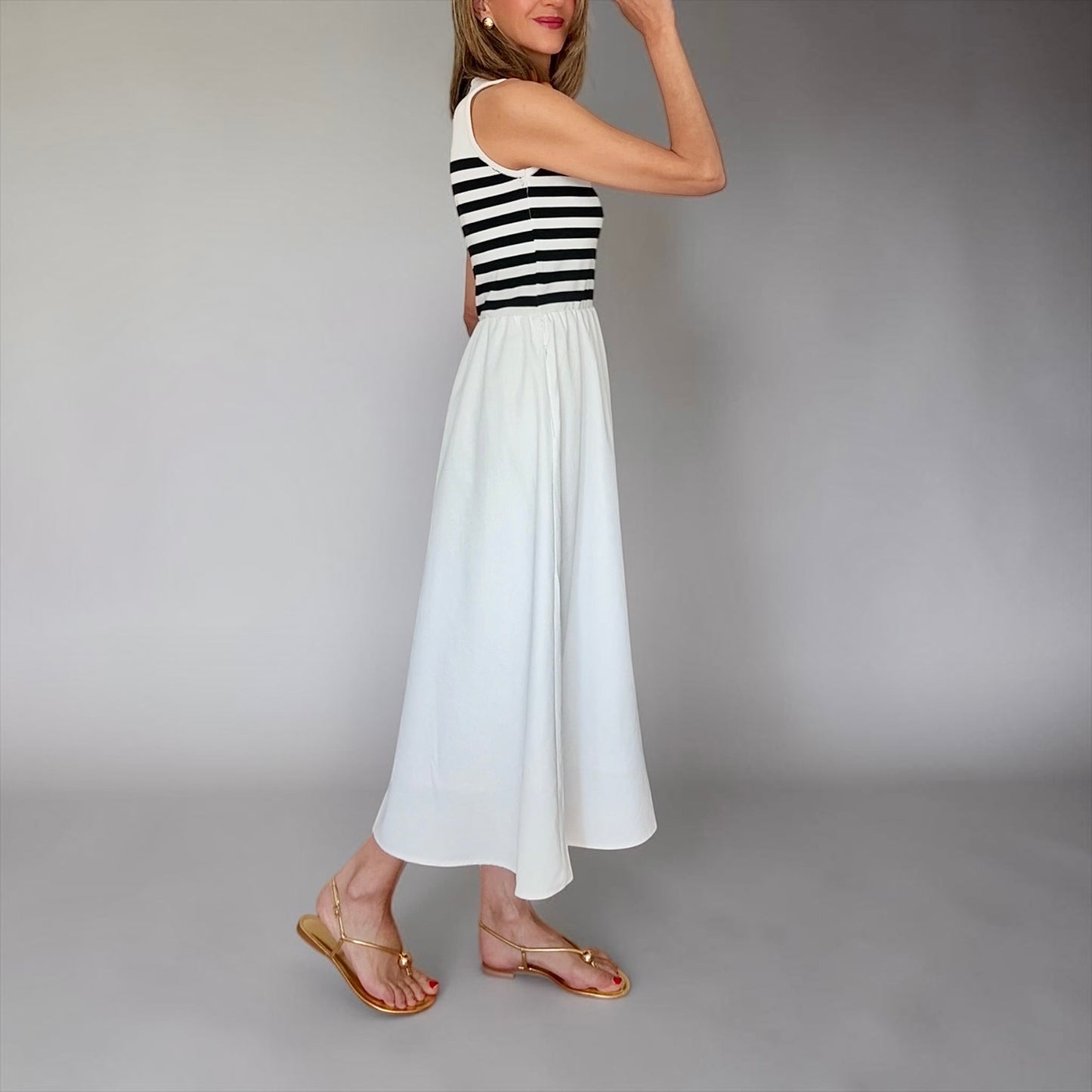 Vestido combi rayas & blanco