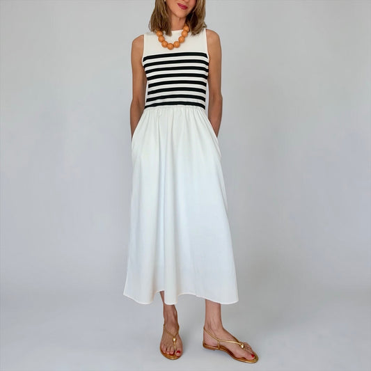 Vestido combi rayas & blanco