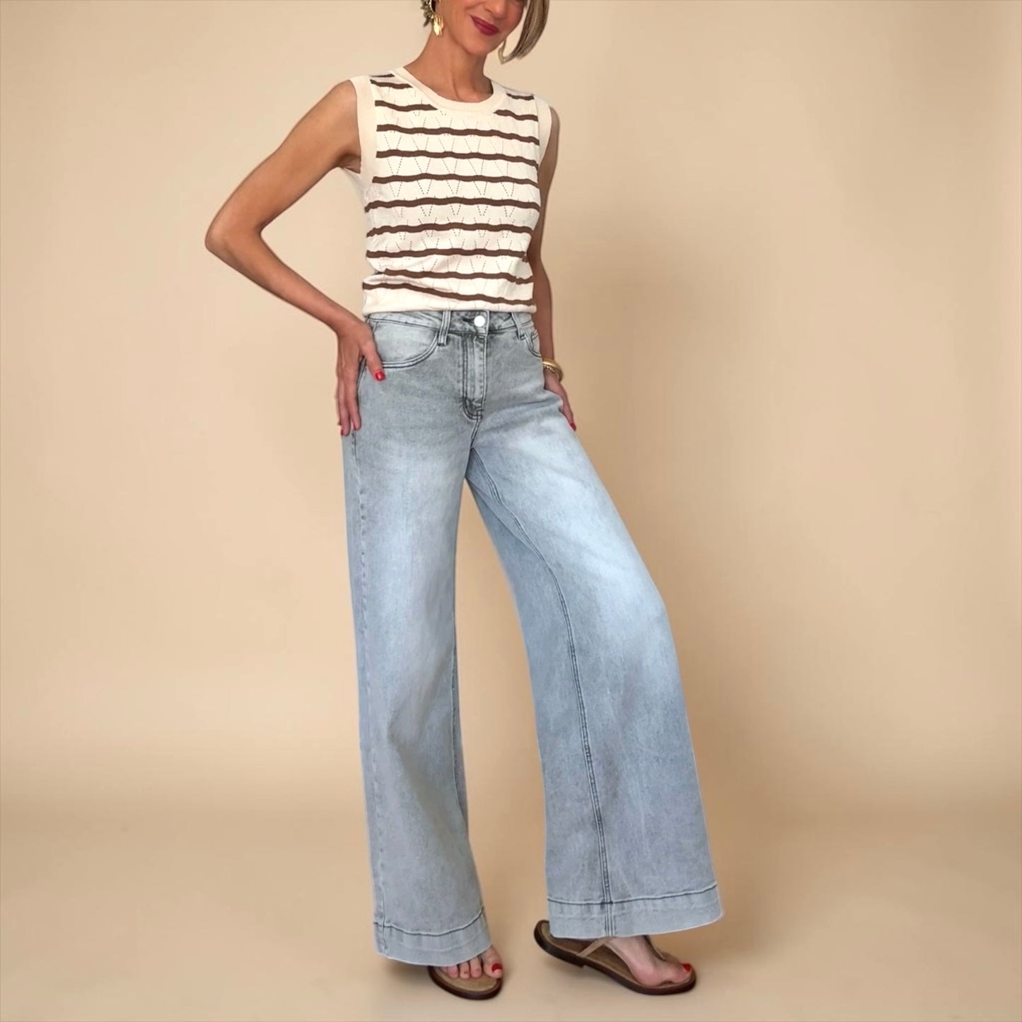 Denim gris claro wide leg