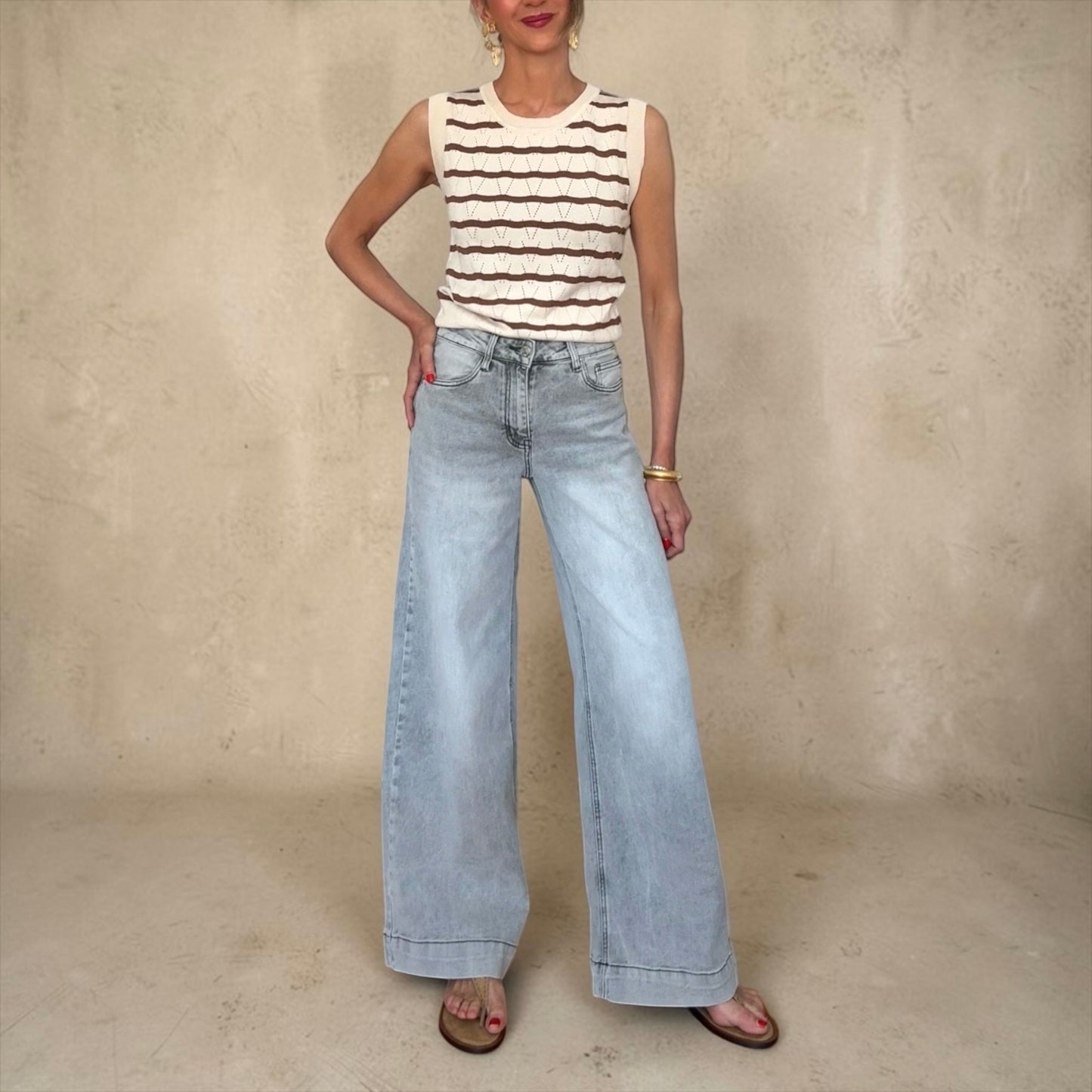 Denim gris claro wide leg