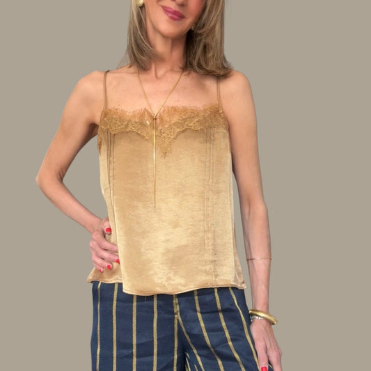 Top lencero color mostaza satinado