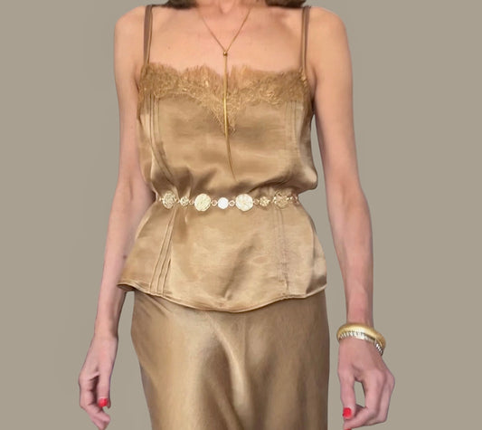 Cinturón cadena círculos dorado