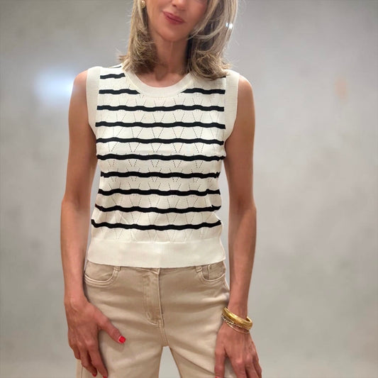 Camiseta punto blanco& negro