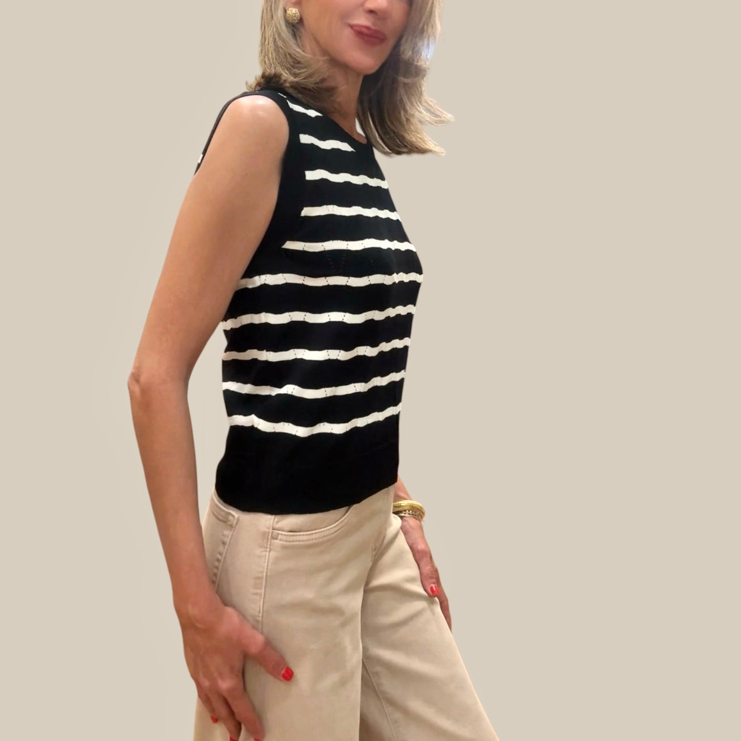 Camiseta punta rayas negro& blanco