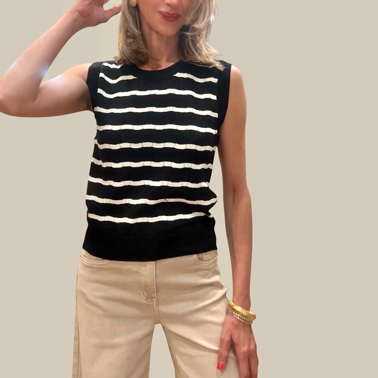 Camiseta punta rayas negro& blanco