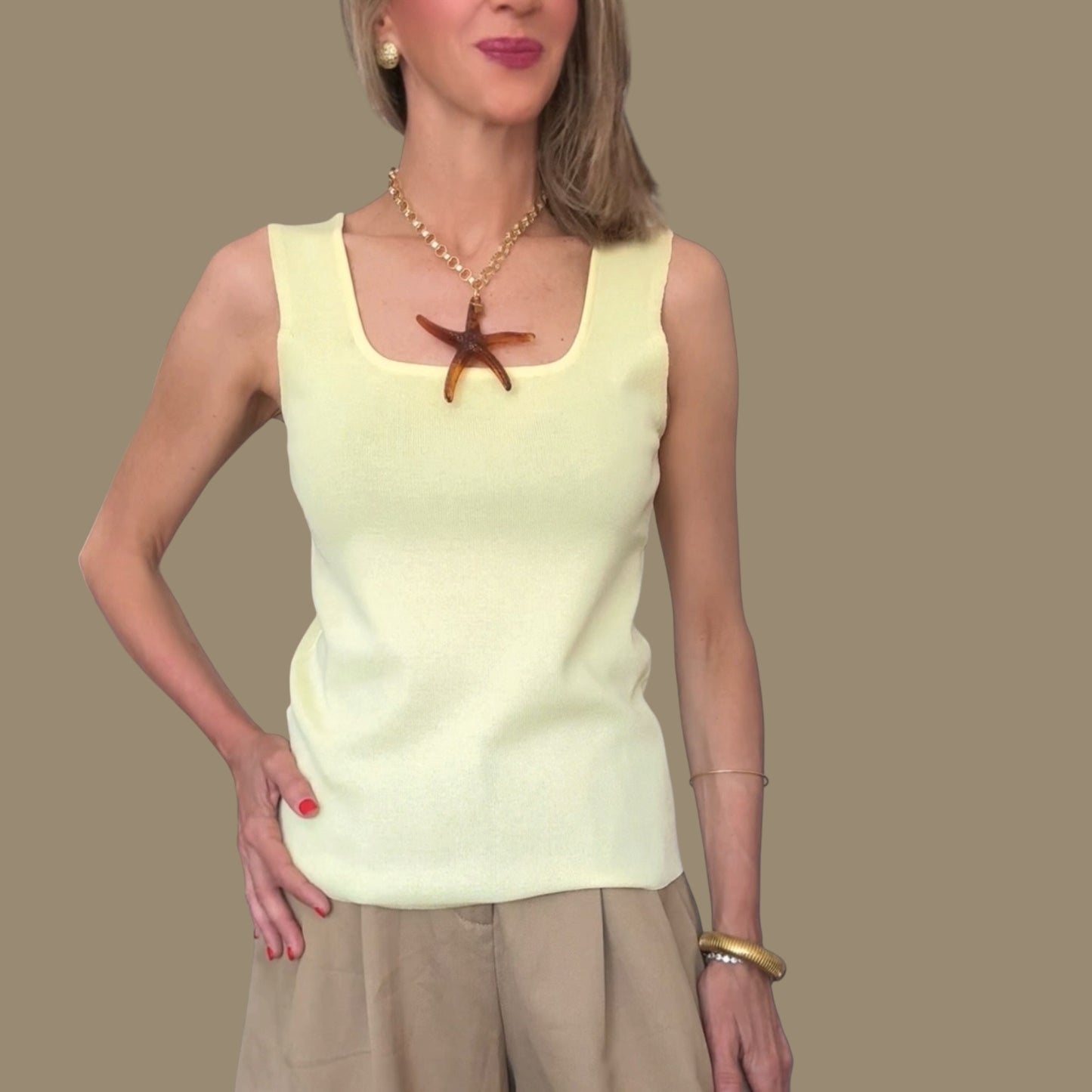 Top amarillo espalda cruzada