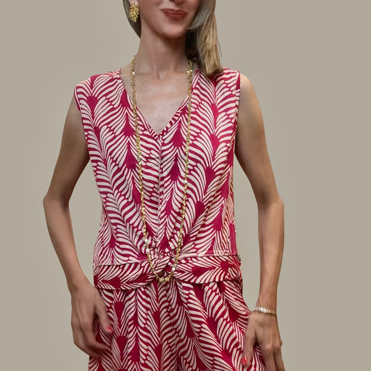 Top nudo estampado fucsia&blanco