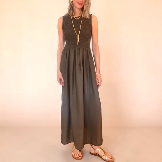 Vestido nido de abeja  marrón