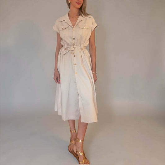 Vestido camisero beige