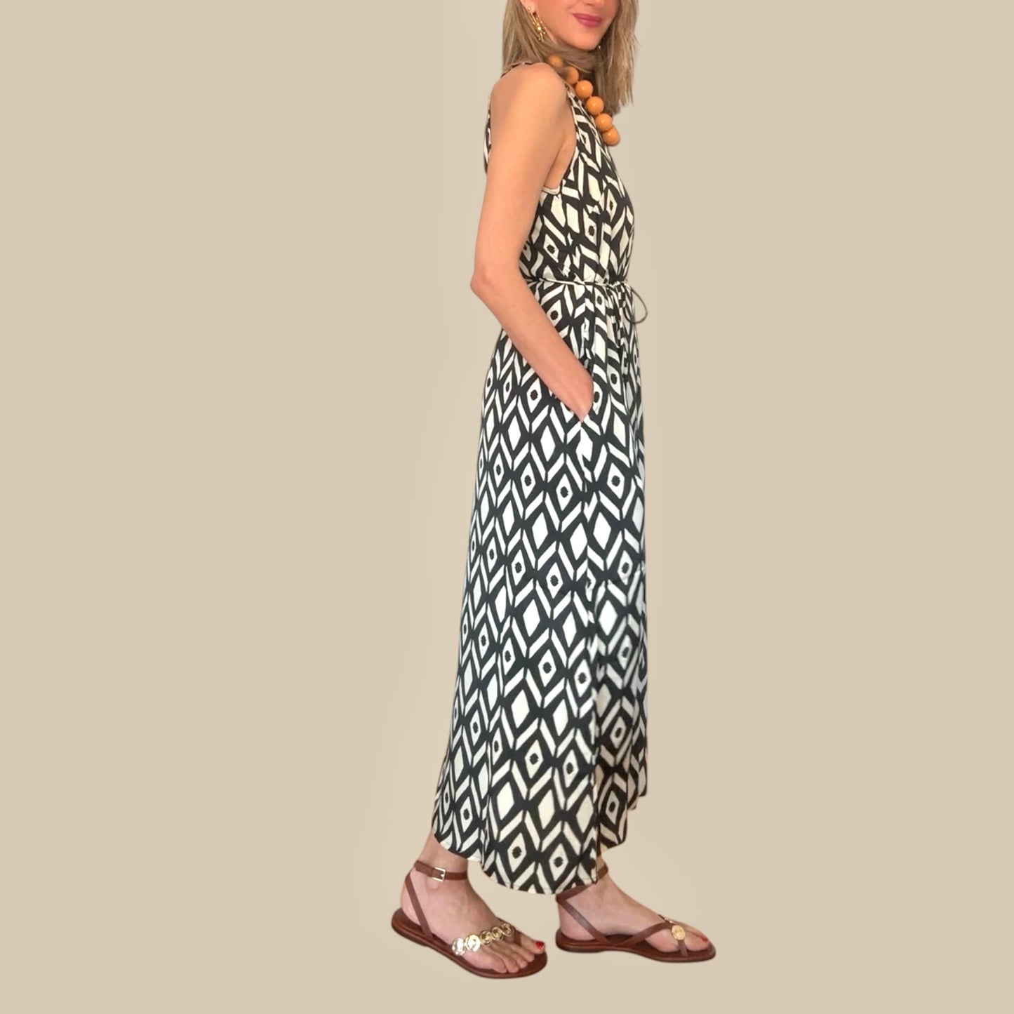 Vestido Jolie negro& beige