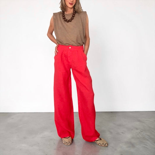 Pantalón lino rojo