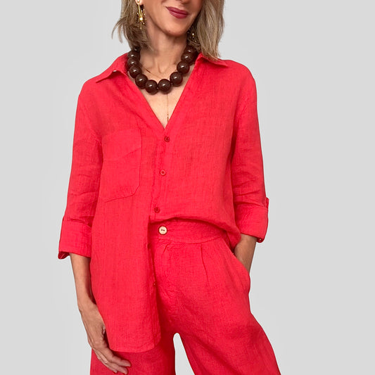 Camisa lino rojo