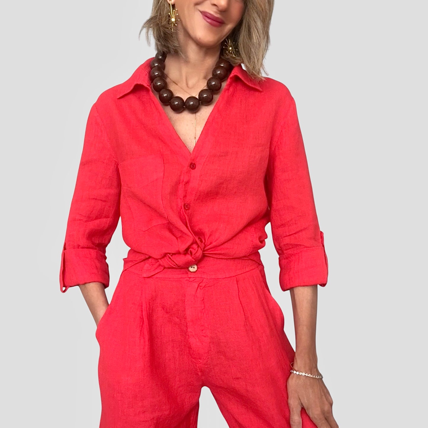 Camisa lino rojo