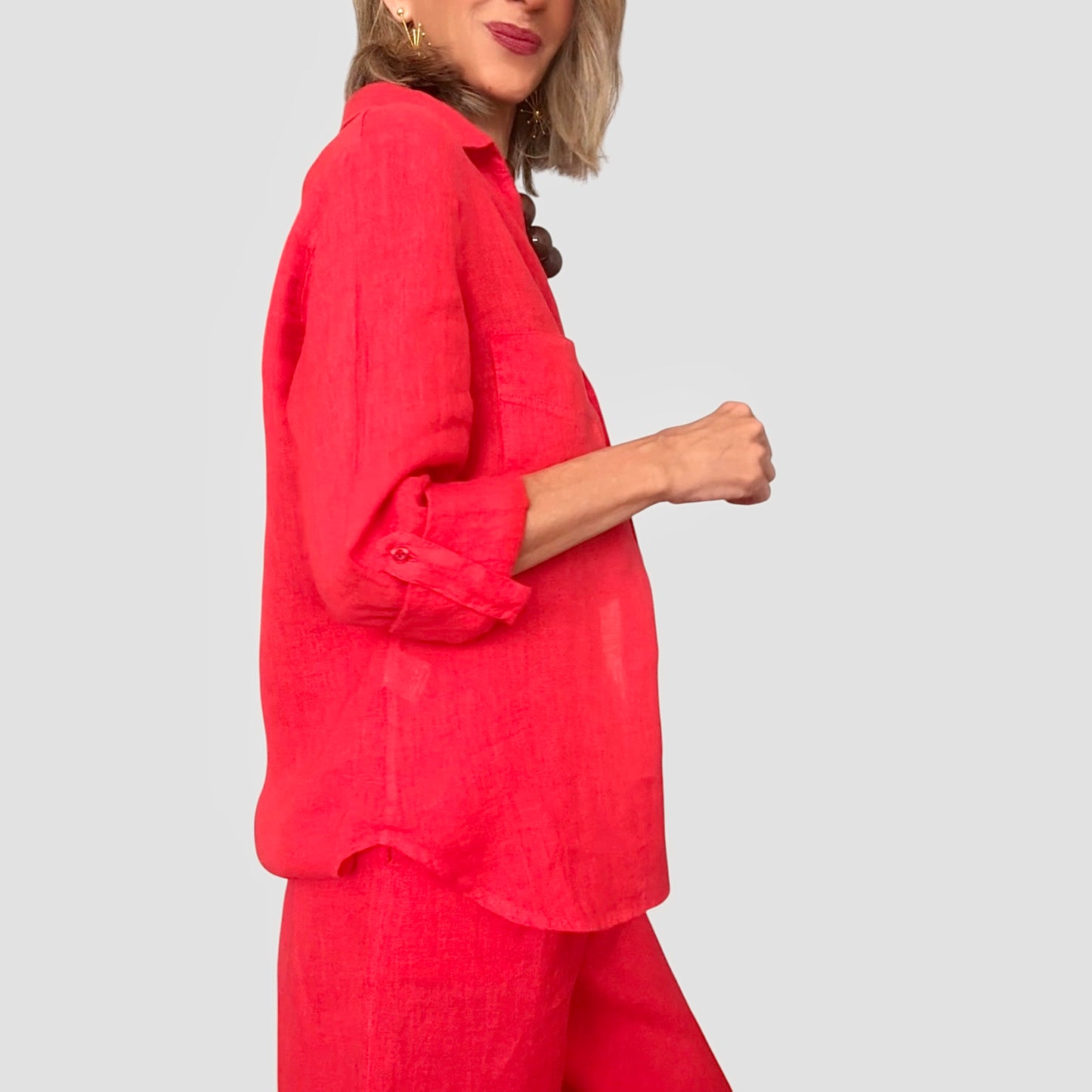 Camisa lino rojo