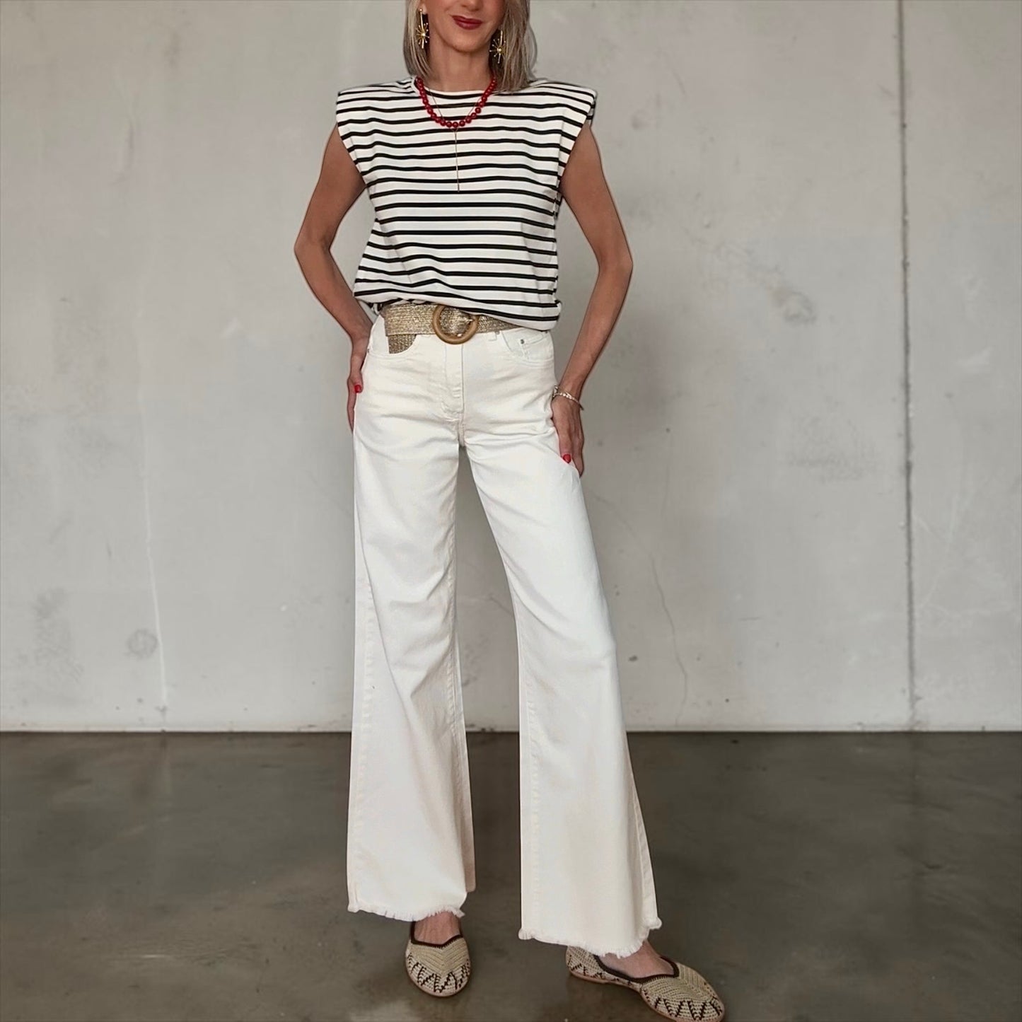 Denim desflecado blanco roto