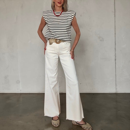 Denim desflecado blanco roto