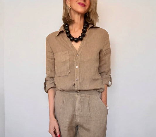Camisa lino camel