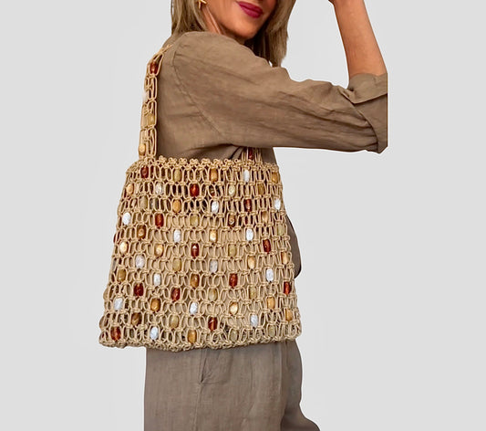Bolso multipiedras beige