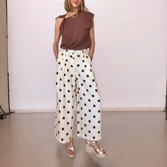 Pantalón topos beige & marrón