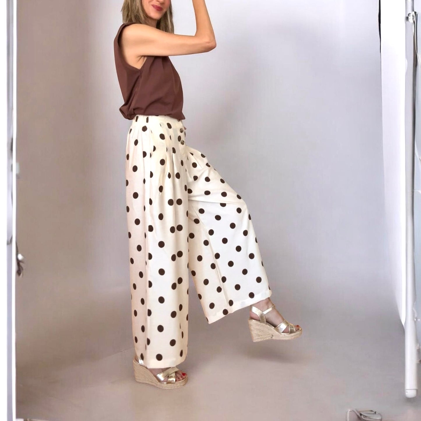 Pantalón topos beige & marrón