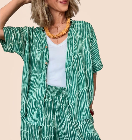 Camisa estampada verde & blanco