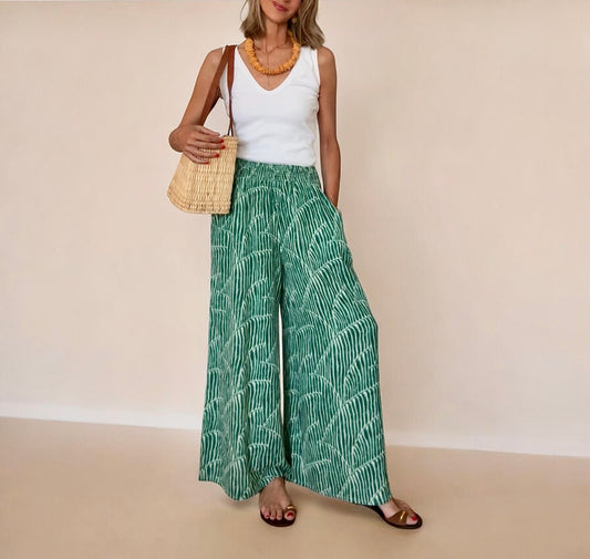 Pantalón estampado verde& blanco