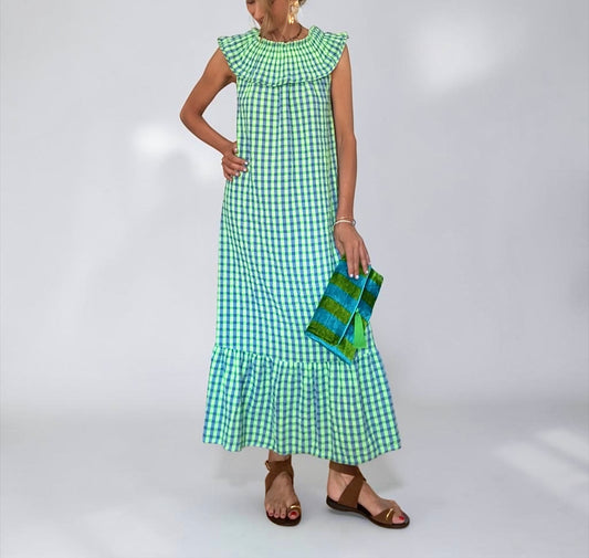 Vestido vichy azul& verde