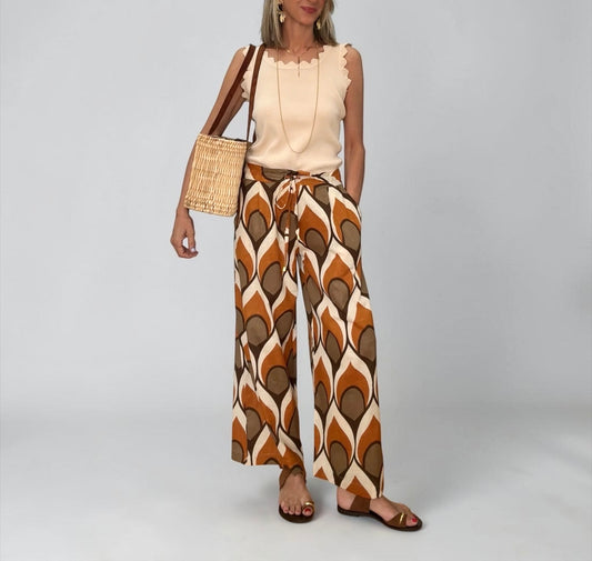 Pantalón estampado tonos marrón