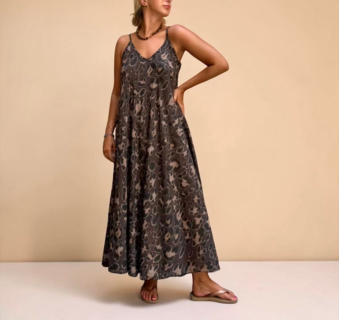 Vestido animal print marrón