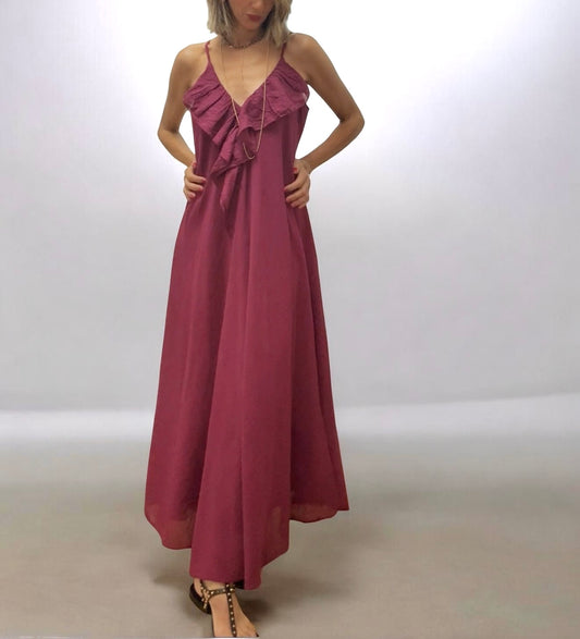 Vestido burdeos volantes