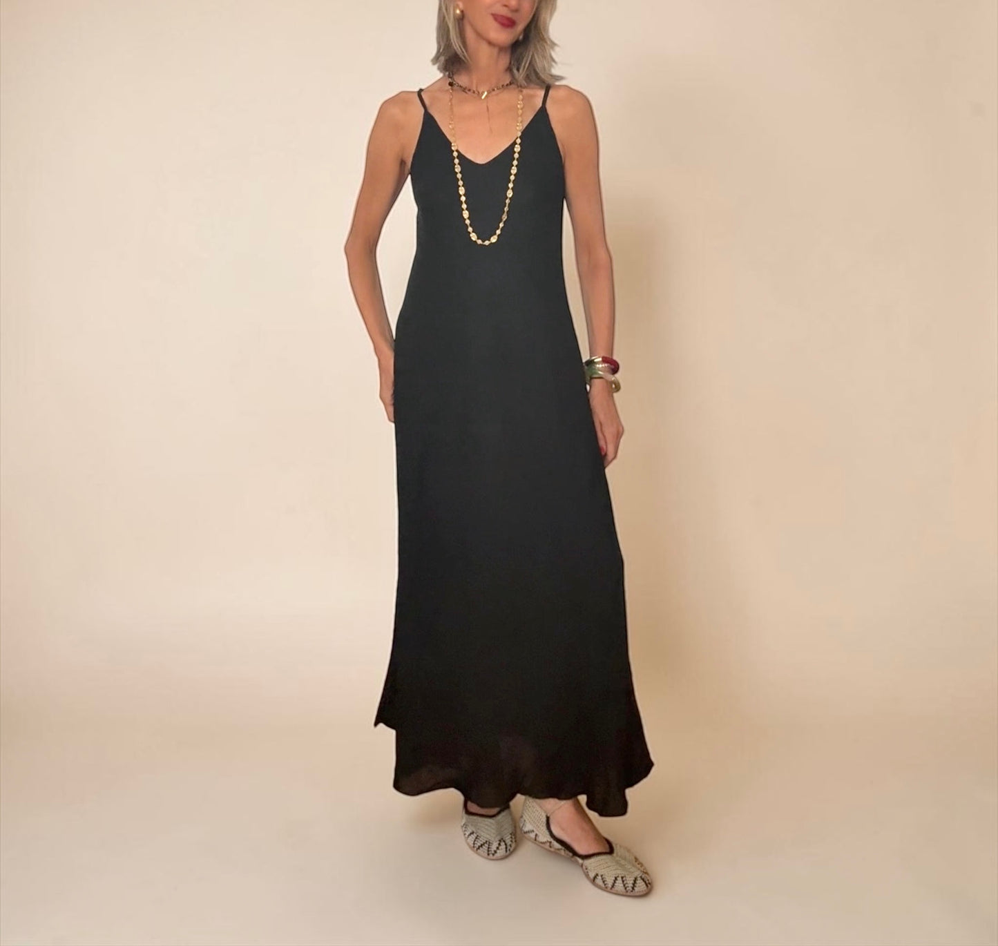 Vestido negro lino