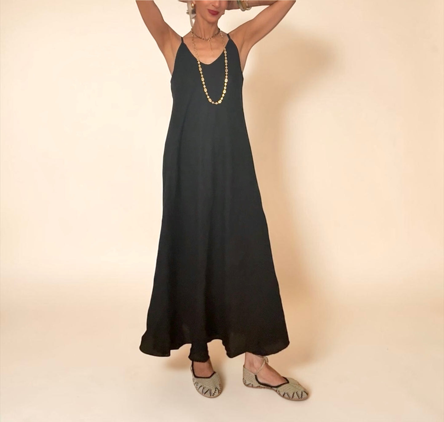 Vestido negro lino