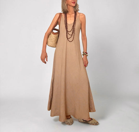 Vestido beige lino
