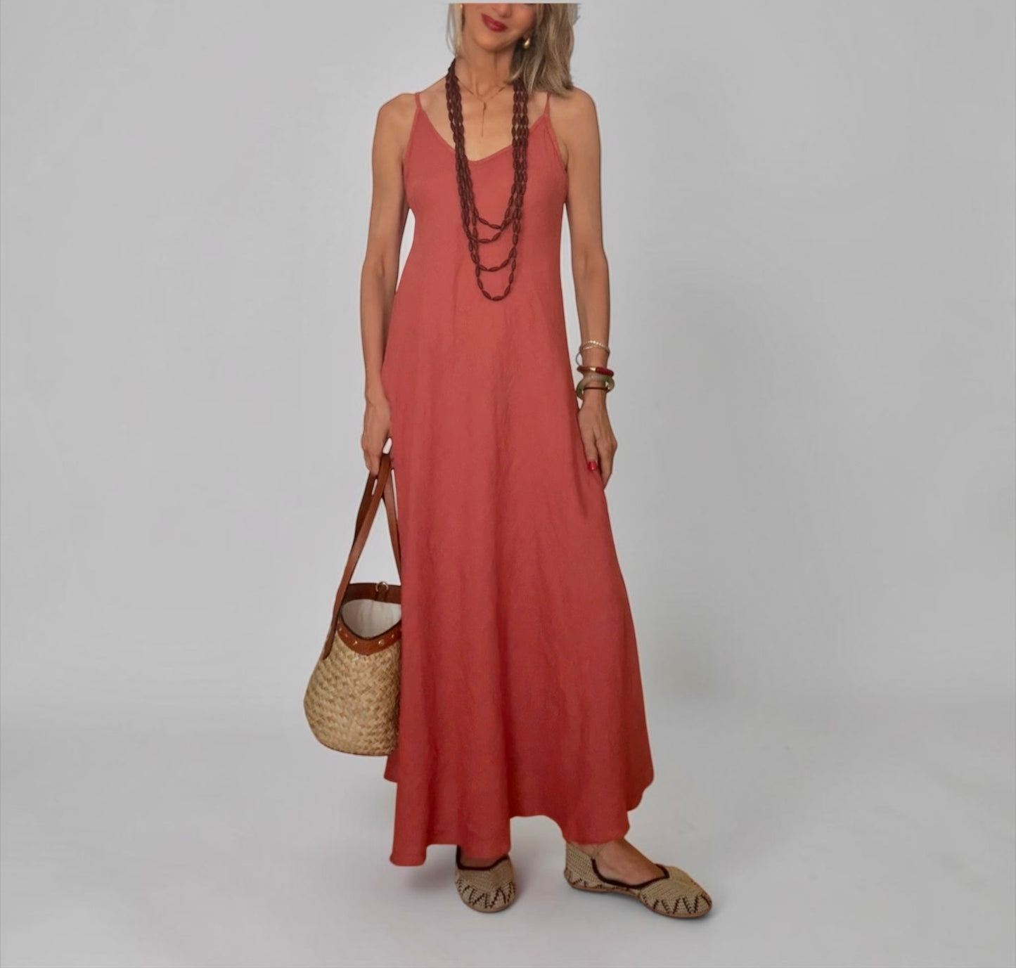 Vestido teja lino