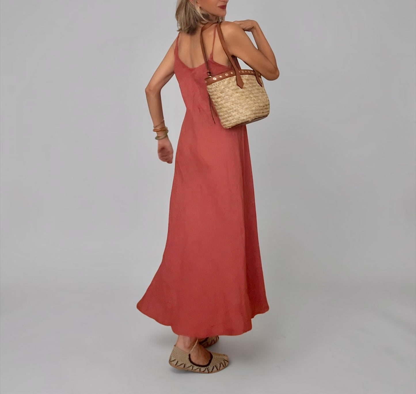 Vestido teja lino